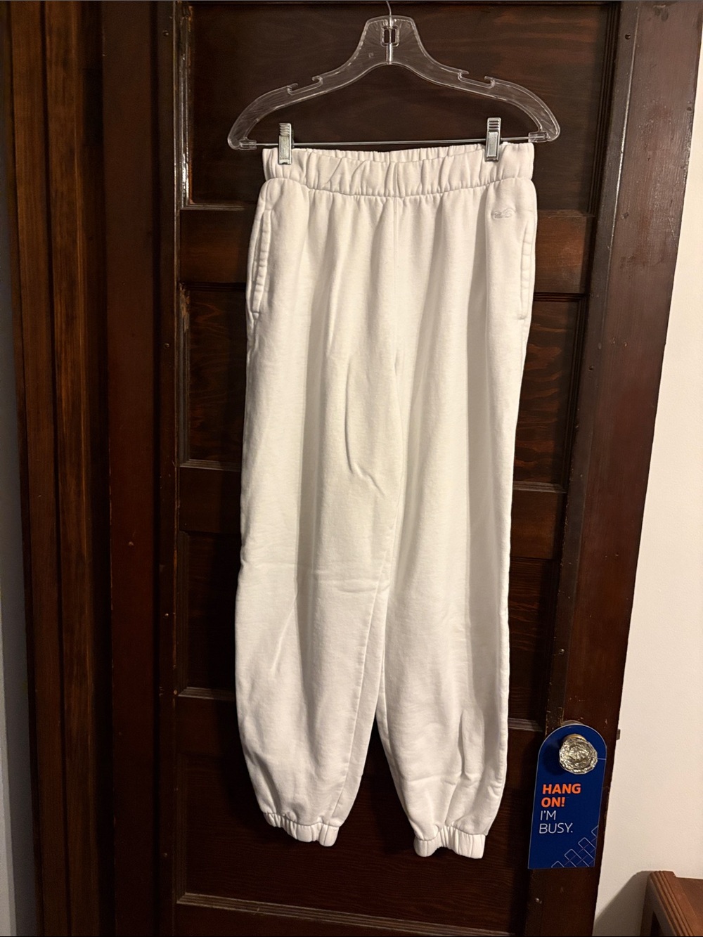 Hollister White Fleece Jogger Pants